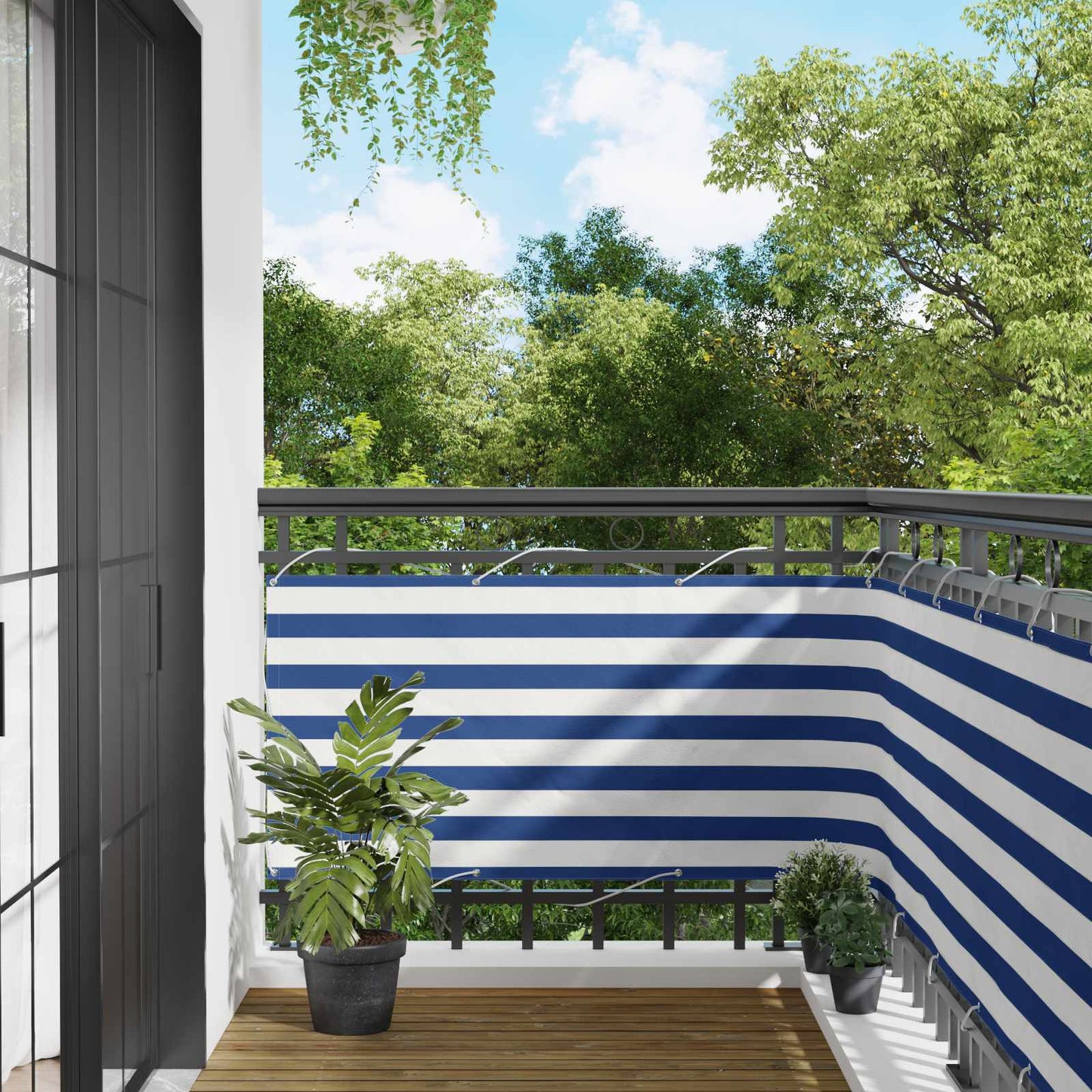 vidaXL Οθόνη Μπαλκονιού Μπλε και άσπρο 75 x 200 cm