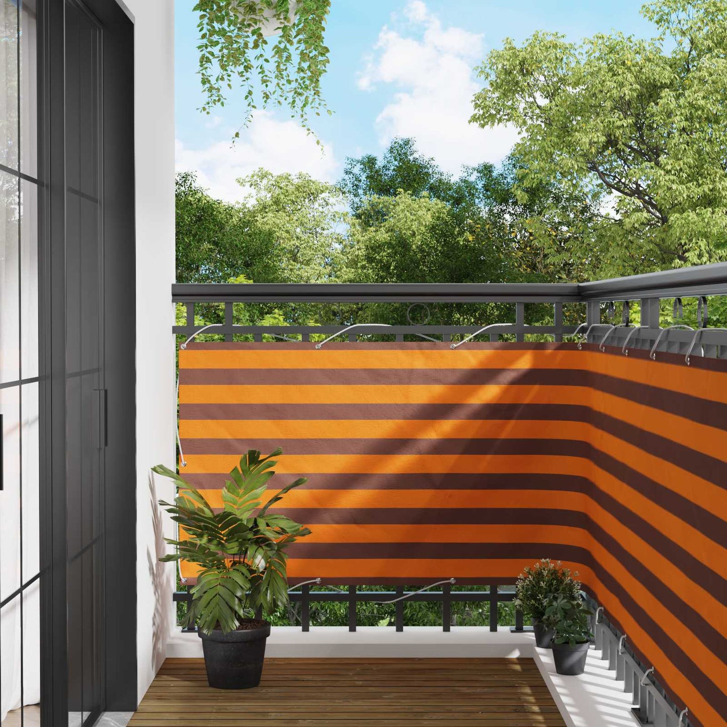 vidaXL Οθόνη Μπαλκονιού Πορτοκαλί και Καφέ 100 x 200 cm Ύφασμα Όξφορντ