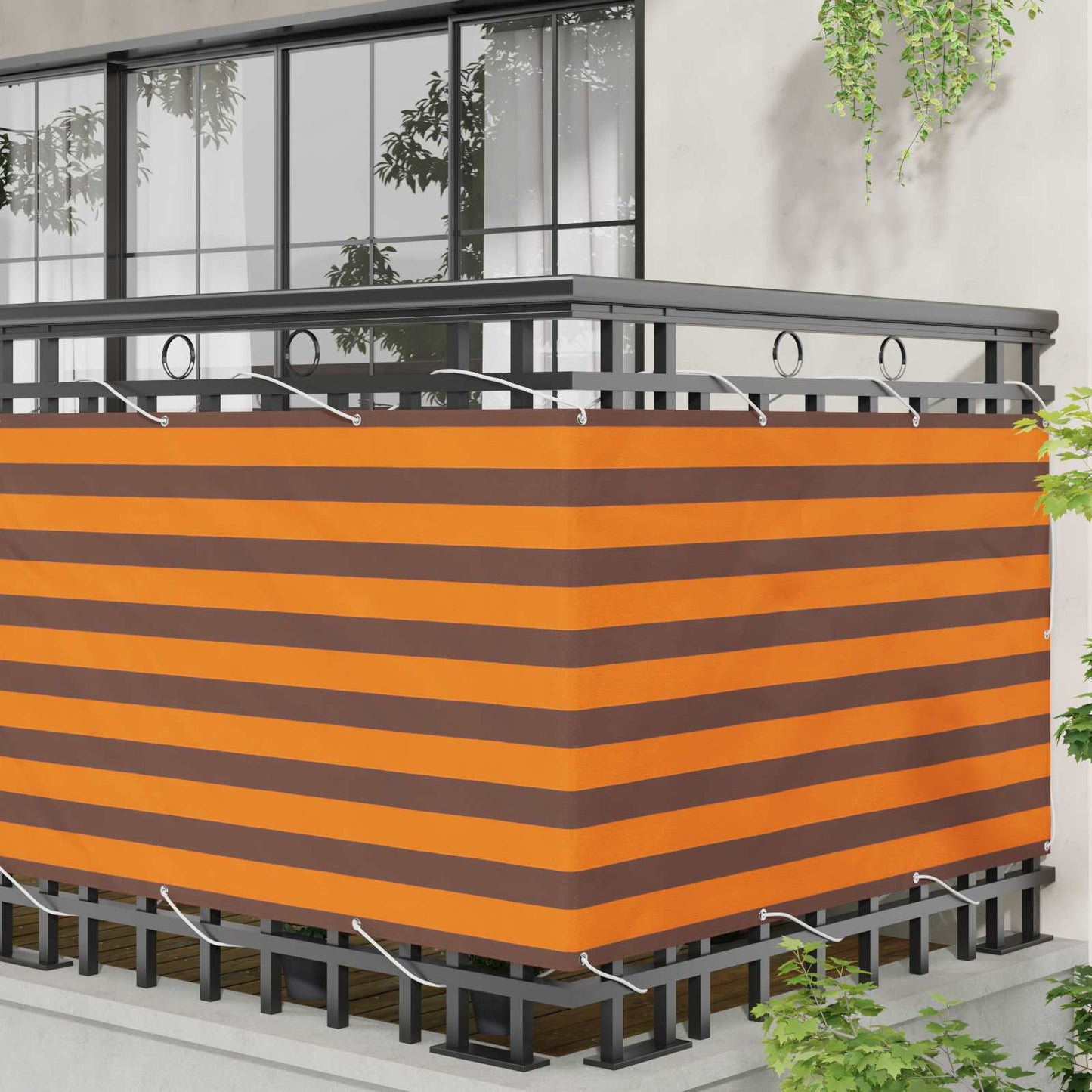 vidaXL Οθόνη Μπαλκονιού Πορτοκαλί και Καφέ 100 x 800 cm Ύφασμα Όξφορντ