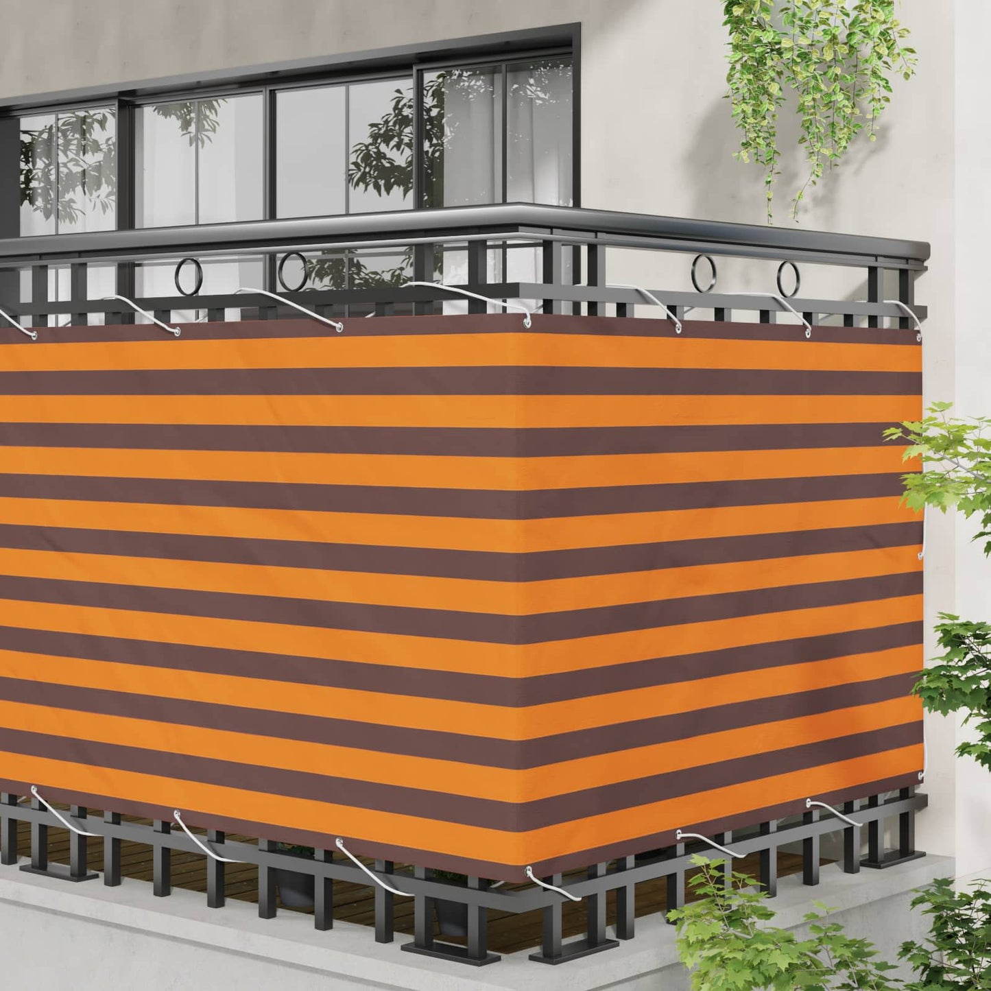 vidaXL Οθόνη Μπαλκονιού Πορτοκαλί και Καφέ 110 x 500 cm Ύφασμα Όξφορντ