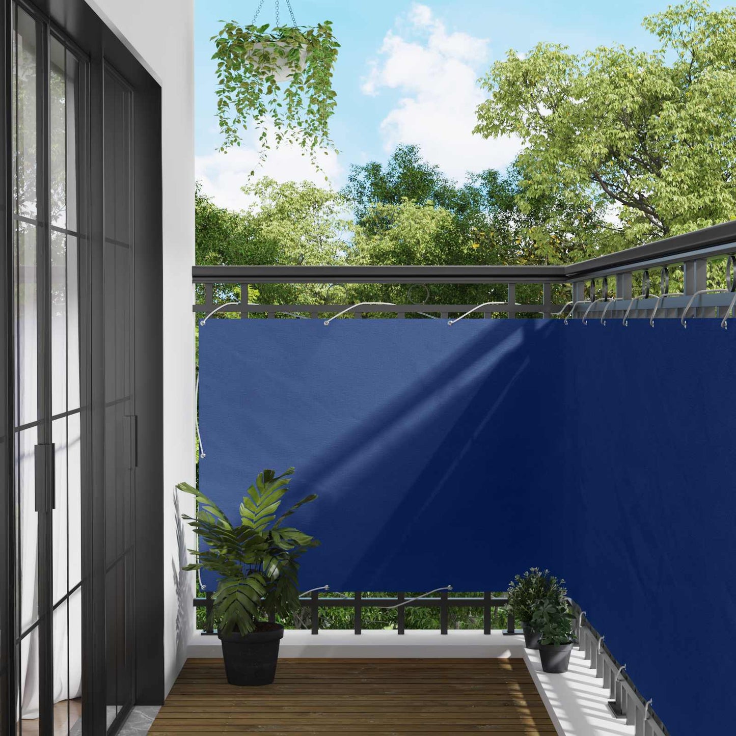 vidaXL Οθόνη Μπαλκονιού Μπλε 110 x 300 cm Ύφασμα Όξφορντ