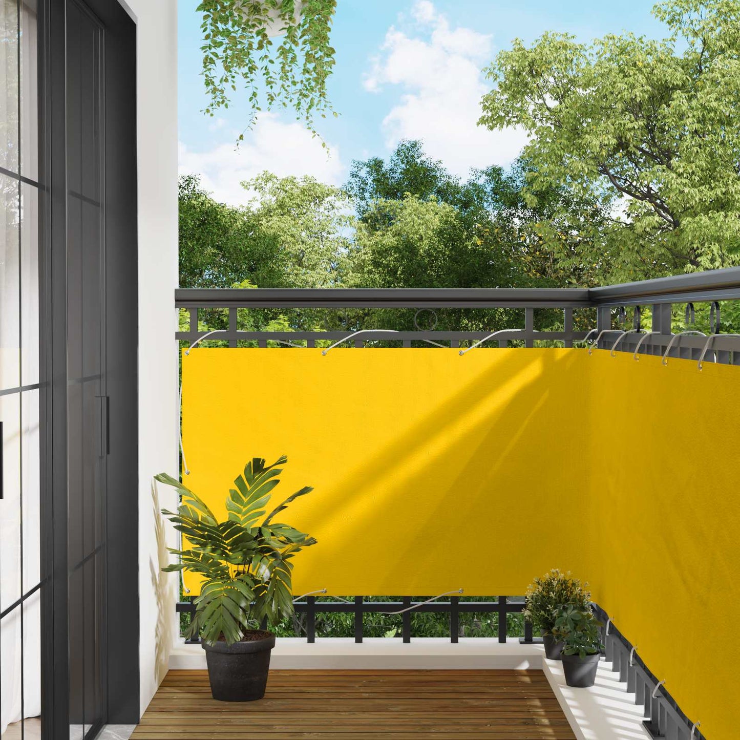 vidaXL Οθόνη Μπαλκονιού Κίτρινο 100 x 300 cm Ύφασμα Όξφορντ