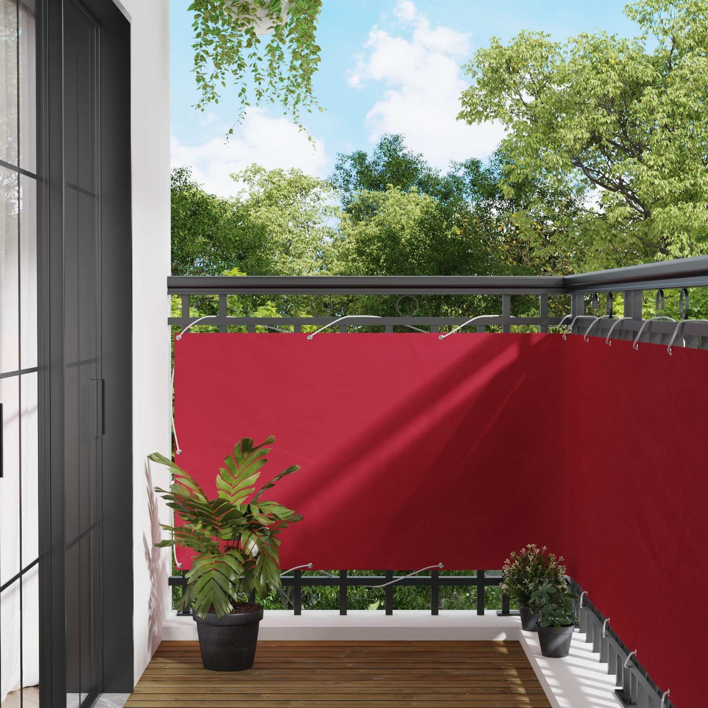 vidaXL Οθόνη Μπαλκονιού Κόκκινο 100 x 600 cm Ύφασμα Όξφορντ