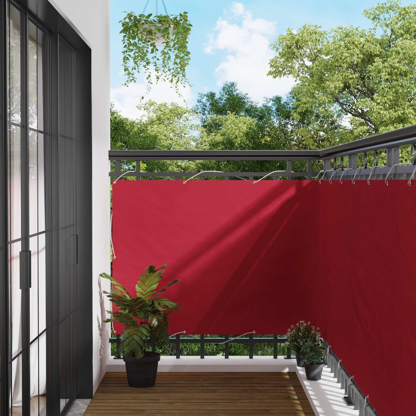 vidaXL Οθόνη Μπαλκονιού Κόκκινο 110 x 500 cm Ύφασμα Όξφορντ