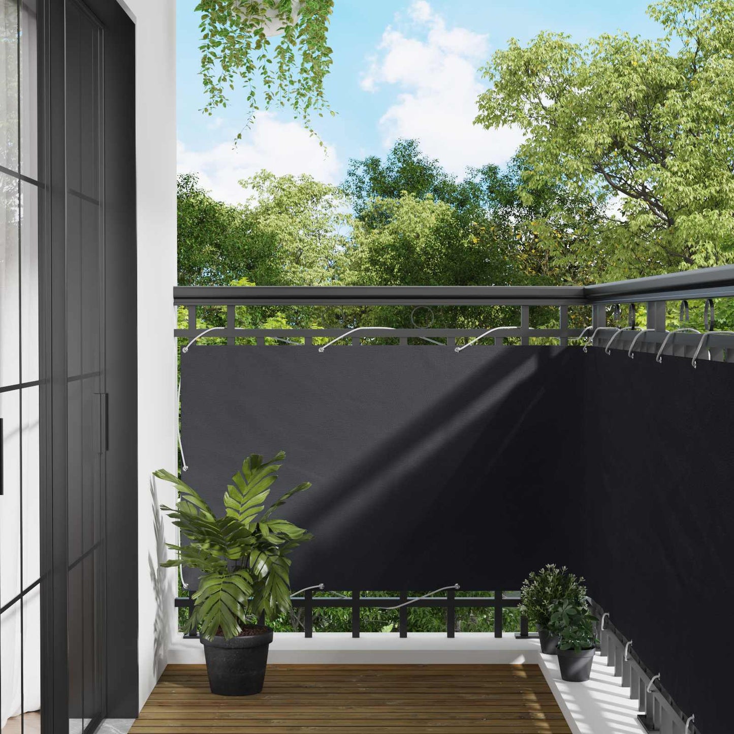 vidaXL Οθόνη Μπαλκονιού Μαύρο 90 x 200 cm