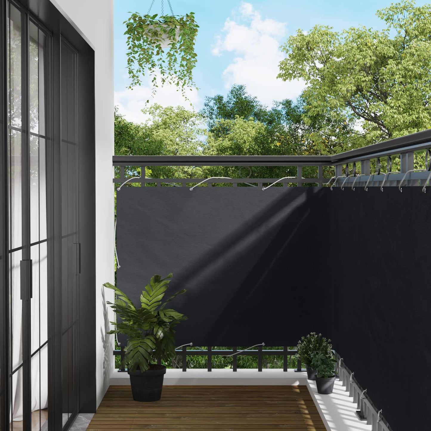 vidaXL Οθόνη Μπαλκονιού Μαύρο 120 x 200 cm