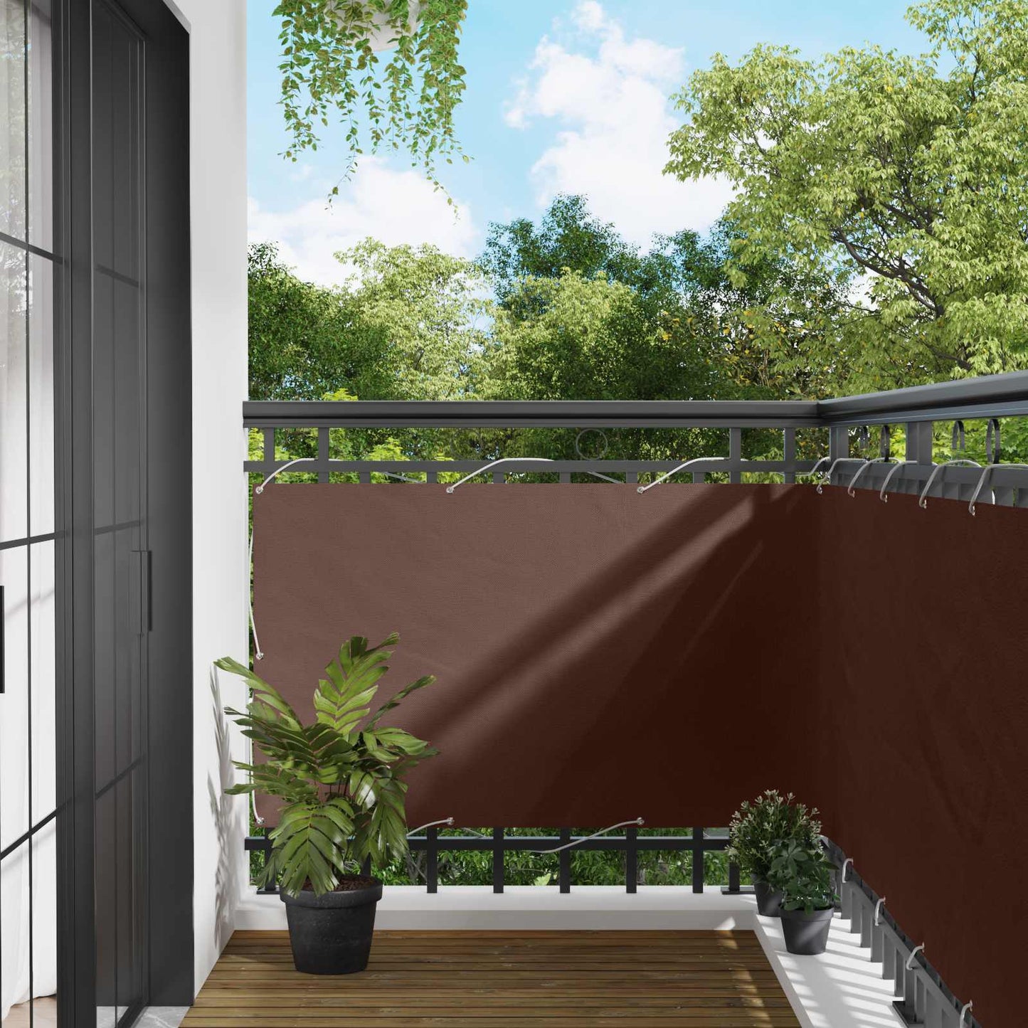 vidaXL Οθόνη Μπαλκονιού Καφέ 100 x 600 cm Ύφασμα Όξφορντ