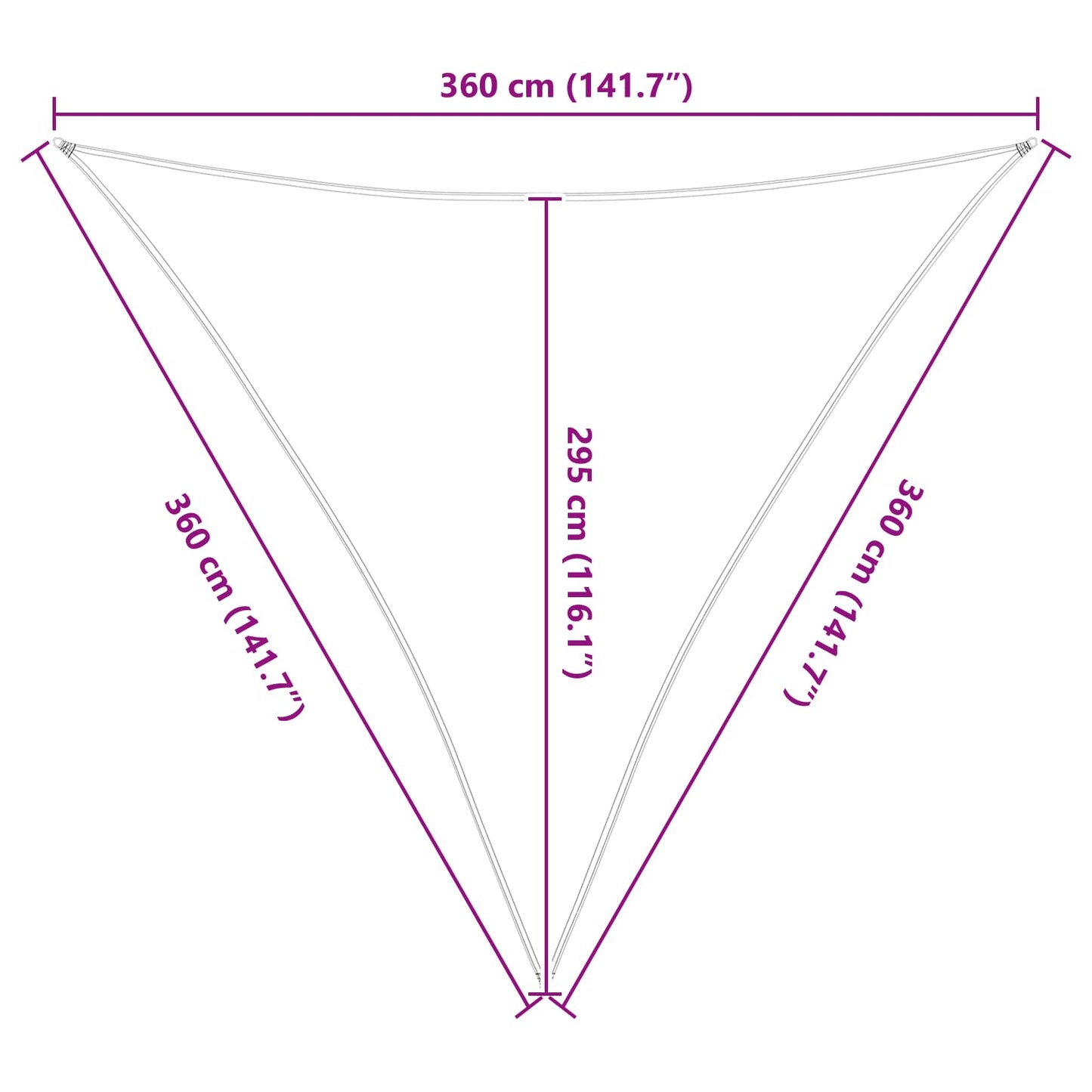 vidaXL Πανί σκιάς Ανοιχτό Γκρι και Λευκό 3,6 x 3,6 x 3,6 m