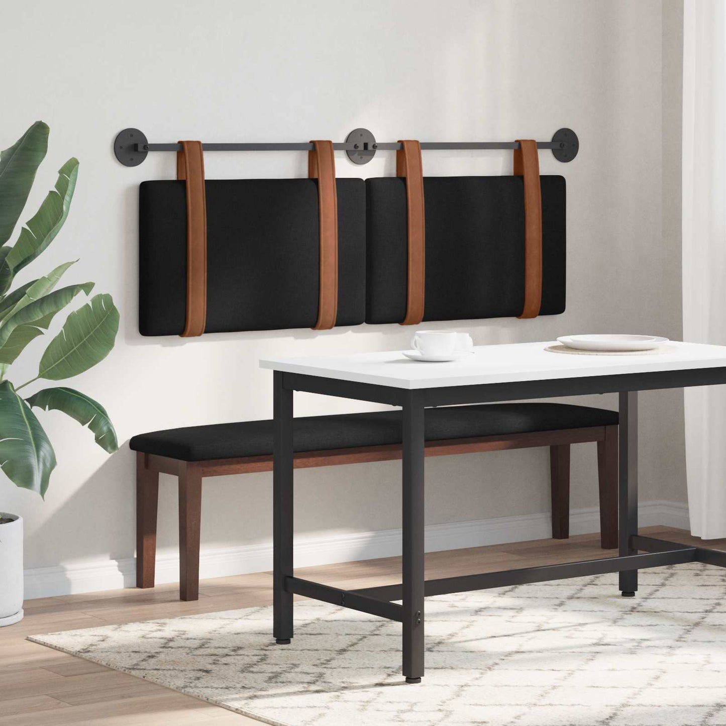 vidaXL Κρεμαστό Κεφαλάρι Επιτοίχιο Μαύρο 130 x 55 x 5 εκ Αντίκα PU