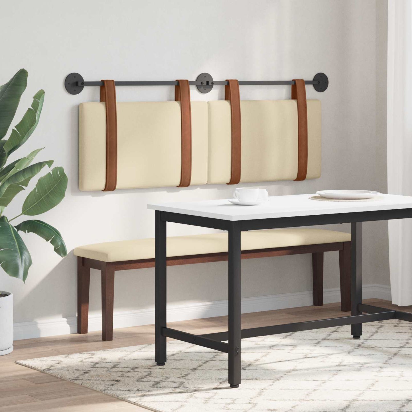 vidaXL Κρεμαστό Κεφαλάρι Επιτοίχιο Κρεμ 130 x 55 x 5 εκ Αντίκα PU