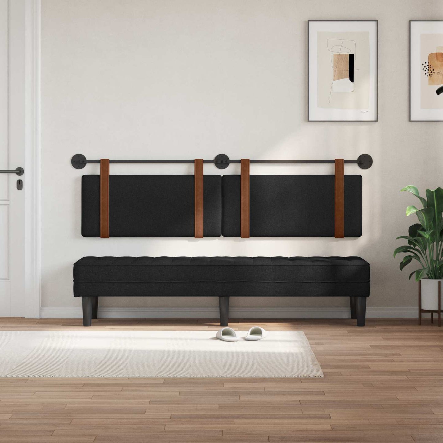 vidaXL Κρεμαστό Κεφαλάρι Επιτοίχιο Μαύρο 190 x 55 x 5 εκ Αντίκα PU