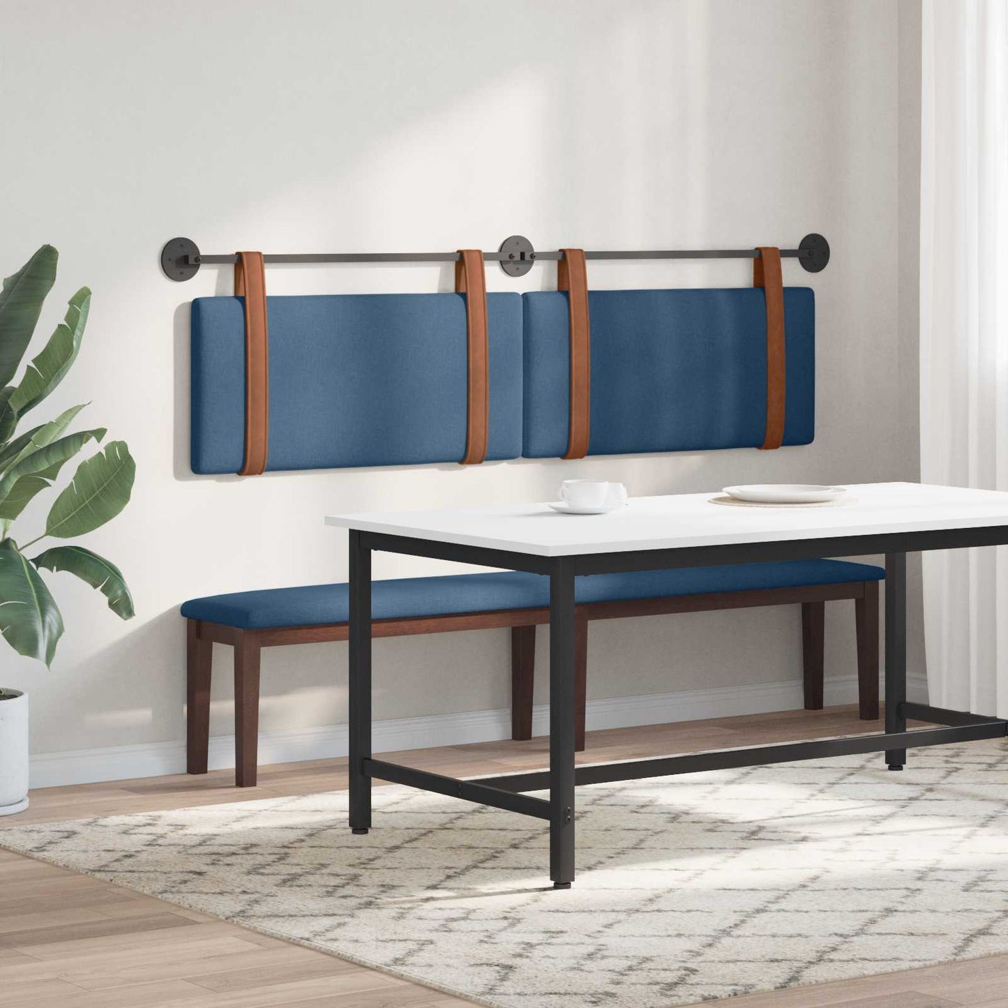vidaXL Κρεμαστό Κεφαλάρι Επιτοίχιο Μπλε 190 x 55 x 5 εκ Αντίκα PU