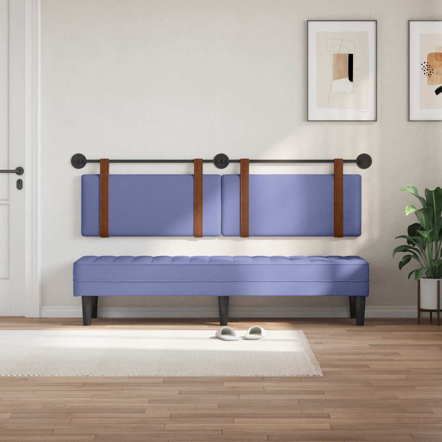 vidaXL Κρεμαστό Κεφαλάρι Επιτοίχιο Μπλε τζην 190 x 55 x 5 εκ Αντίκα PU