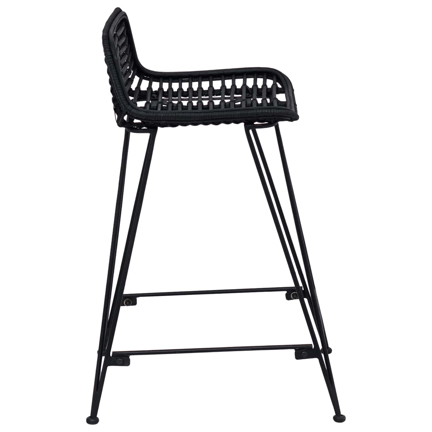 vidaXL Μπαρ σκαμπό 2 pcs Μαύρο 44 x 45 x 76 εκ. Ράτταν και Χάλυβας