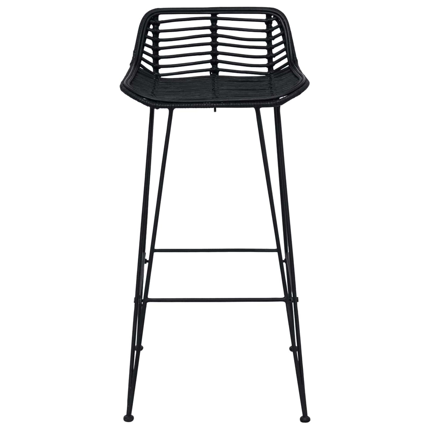 vidaXL Μπαρ σκαμπό 2 pcs Μαύρο 44 x 46 x 91 εκ. Ράτταν και Χάλυβας