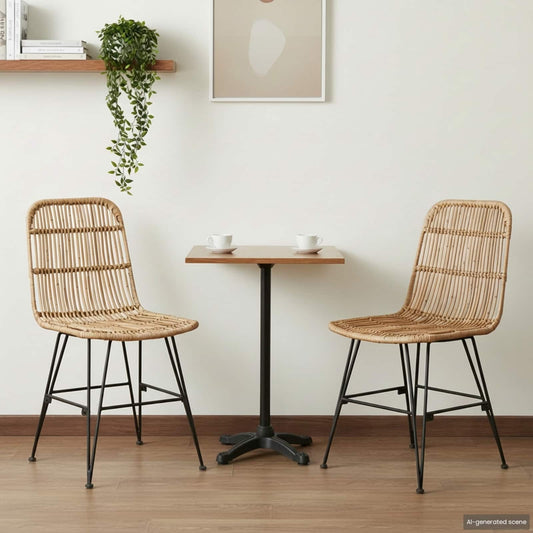 vidaXL Καρέκλα τραπεζαρίας 2 pcs Φυσικό 41 x 55 x 85 εκ.