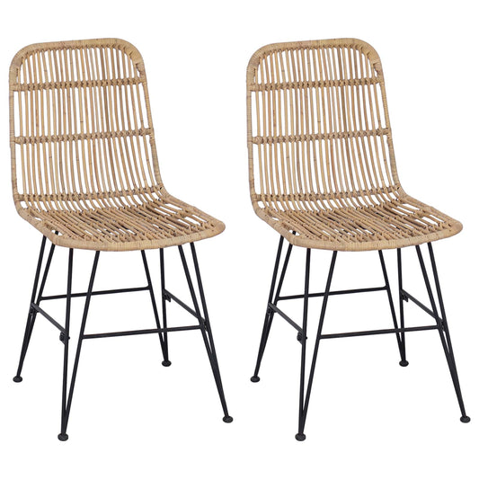 vidaXL Καρέκλα τραπεζαρίας 2 pcs Φυσικό 41 x 55 x 85 εκ.