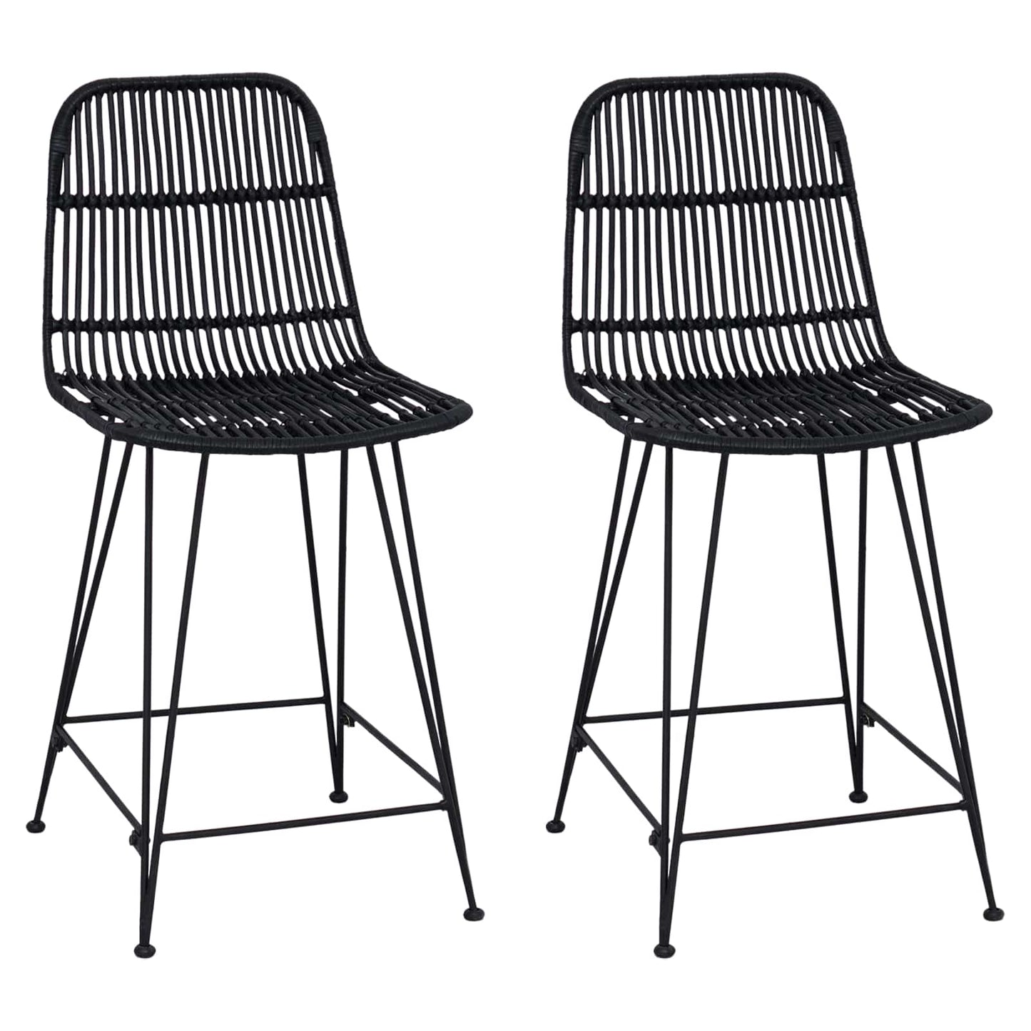 vidaXL Μπαρ σκαμπό 2 pcs Μαύρο 44 x 54 x 96 εκ. Ράτταν και Χάλυβας