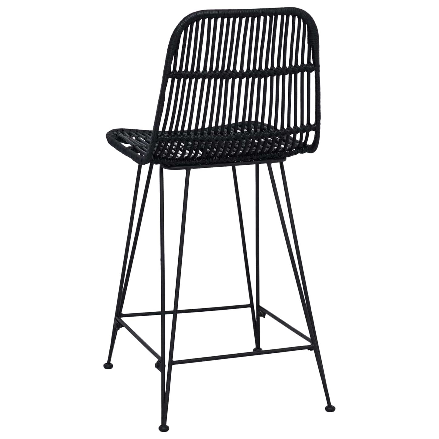 vidaXL Μπαρ σκαμπό 2 pcs Μαύρο 44 x 54 x 96 εκ. Ράτταν και Χάλυβας