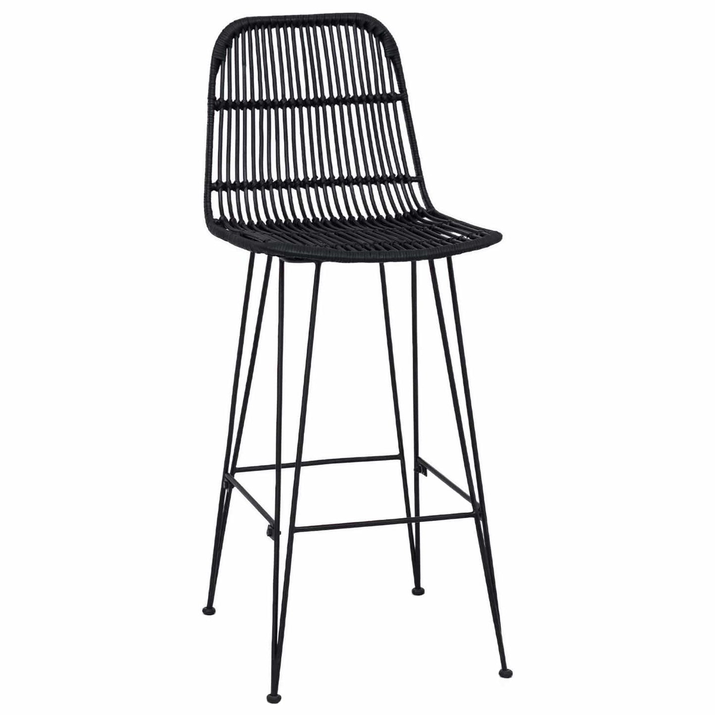 vidaXL Μπαρ σκαμπό 2 pcs Μαύρο 44 x 55 x 109 εκ. Ράτταν και Χάλυβας