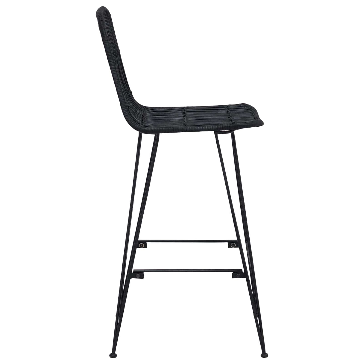 vidaXL Μπαρ σκαμπό 2 pcs Μαύρο 44 x 55 x 109 εκ. Ράτταν και Χάλυβας