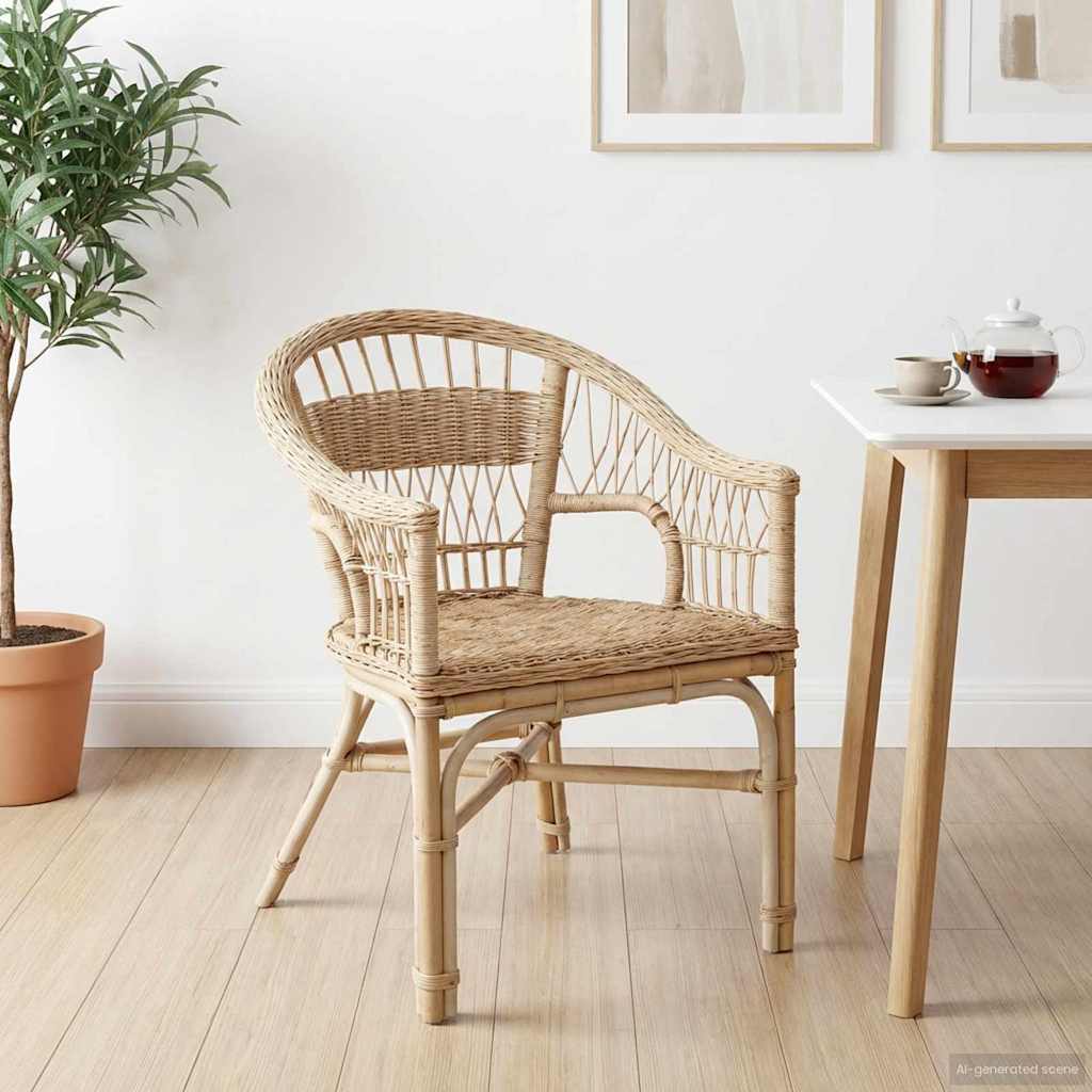 vidaXL Στοιβαζόμενη Καρέκλα Φυσικό 60 x 60 x 81 εκατοστά Ρατάν