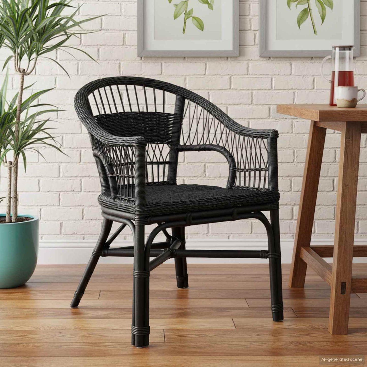 vidaXL Στοιβαζόμενη Καρέκλα Μαύρο 60 x 60 x 81 εκατοστά Ρατάν