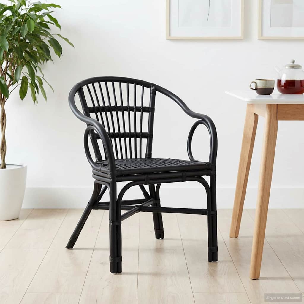 vidaXL Στοιβαζόμενη Καρέκλα Μαύρο 58 x 60 x 81 cm Ρατάν
