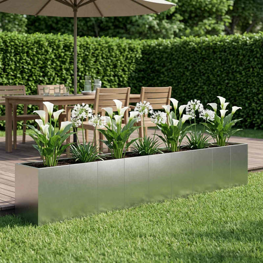 vidaXL Γλάστρα Κήπου Ασημί 360 x 40 x 60 εκ Ανοξείδωτο Ατσάλι