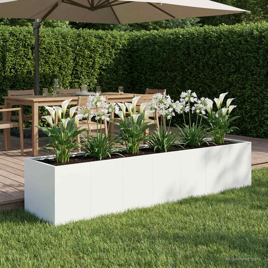 vidaXL Γλάστρα Κήπου Λευκό 280 x 80 x 60 εκ Ψυχρής έλασης χάλυβας