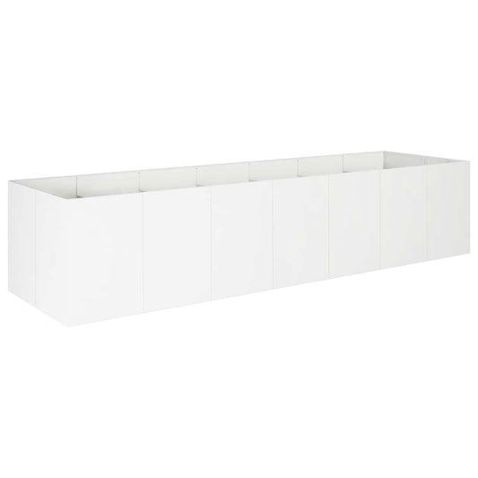 vidaXL Γλάστρα Κήπου Λευκό 280 x 80 x 60 εκ Ψυχρής έλασης χάλυβας