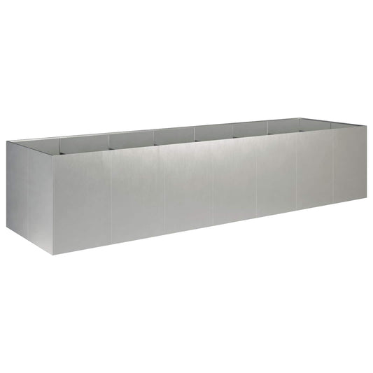 vidaXL Γλάστρα Κήπου Ασημί 280 x 80 x 60 εκ Ανοξείδωτο Ατσάλι
