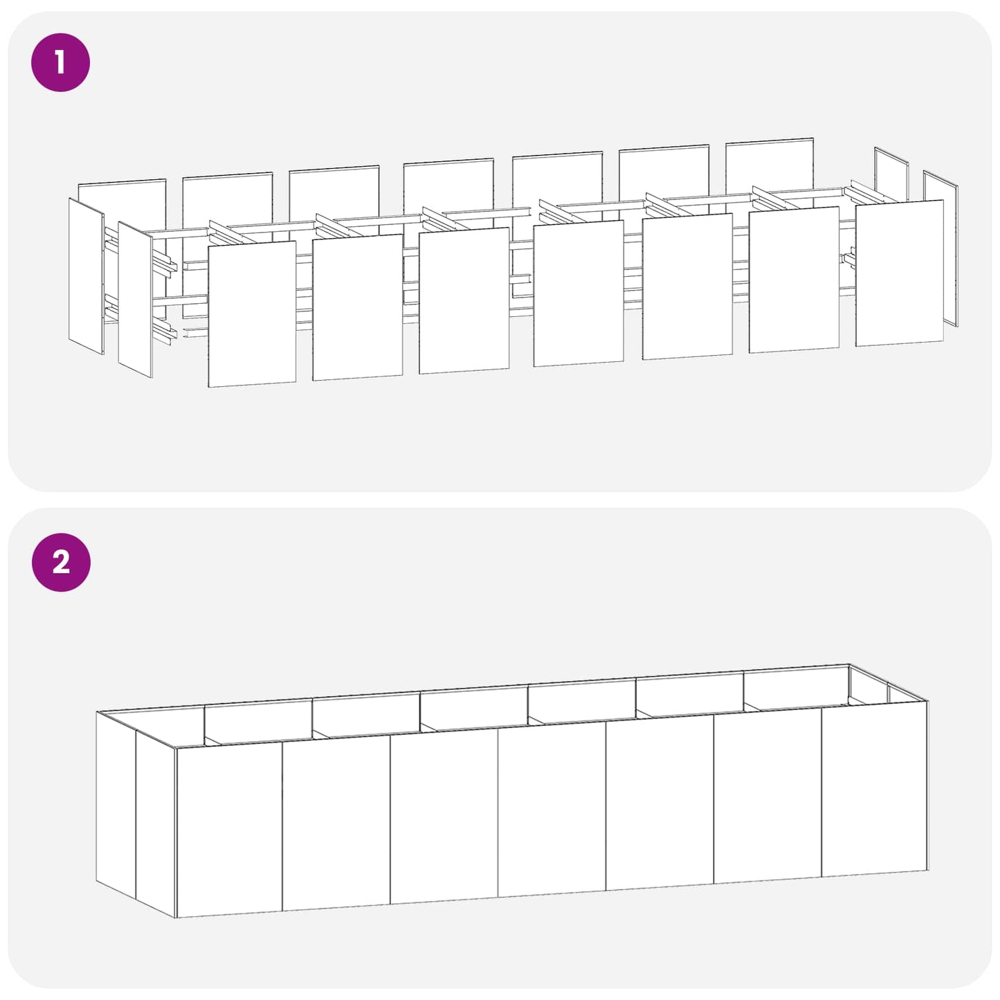 vidaXL Γλάστρα Κήπου Ασημί 280 x 80 x 60 εκ Γαλβανισμένος Χάλυβας