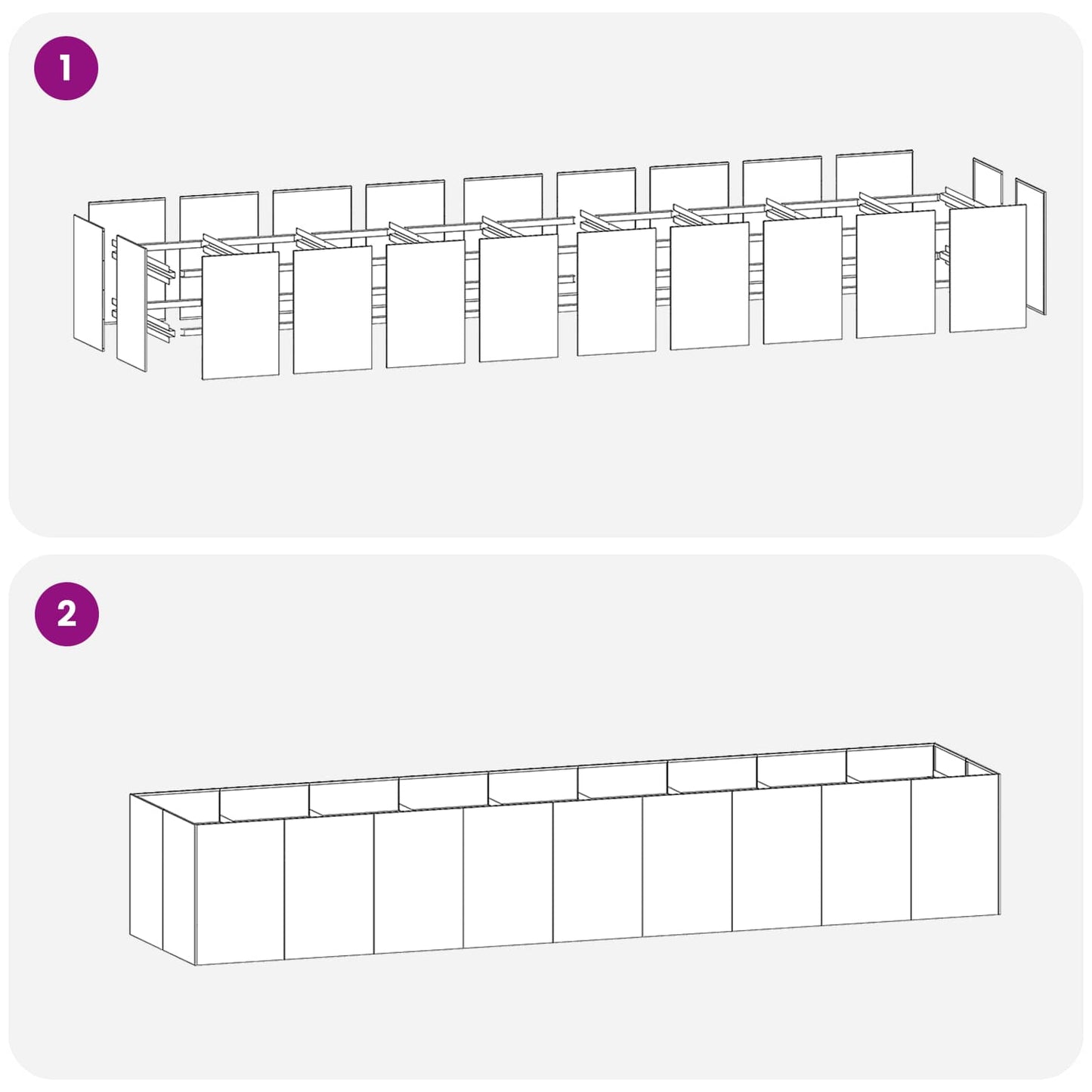 vidaXL Γλάστρα Κήπου Λευκό 360 x 80 x 60 εκ Ψυχρής έλασης χάλυβας