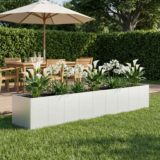 vidaXL Γλάστρα Κήπου Λευκό 360 x 80 x 60 εκ Ψυχρής έλασης χάλυβας