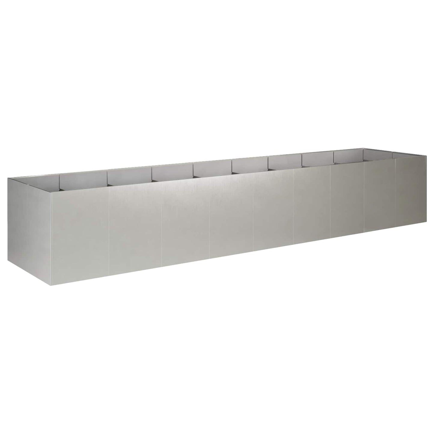 vidaXL Γλάστρα Κήπου Ασημί 360 x 80 x 60 εκ Ανοξείδωτο Ατσάλι