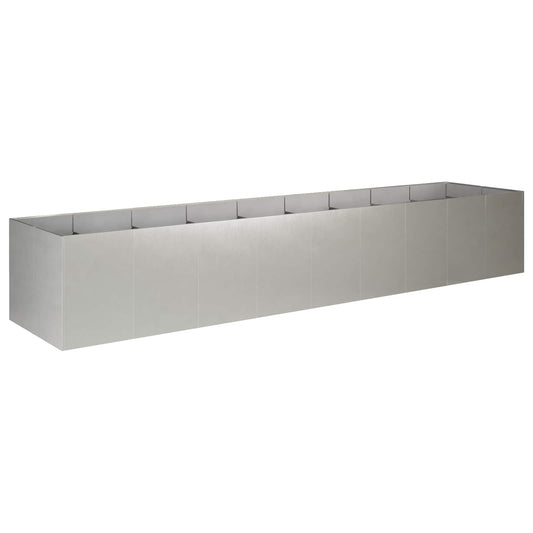 vidaXL Γλάστρα Κήπου Ασημί 360 x 80 x 60 εκ Ανοξείδωτο Ατσάλι