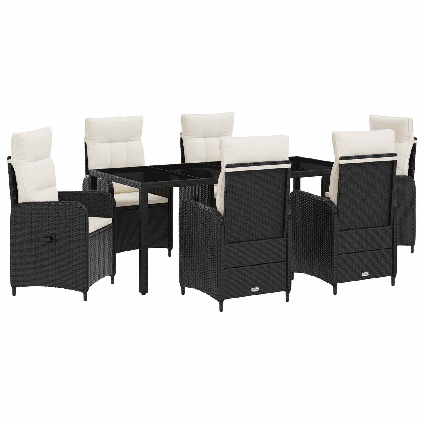 vidaXL Σετ Εξωτερικής Τραπέζης 7 pcs Μαύρο και Κρεμ Λευκό