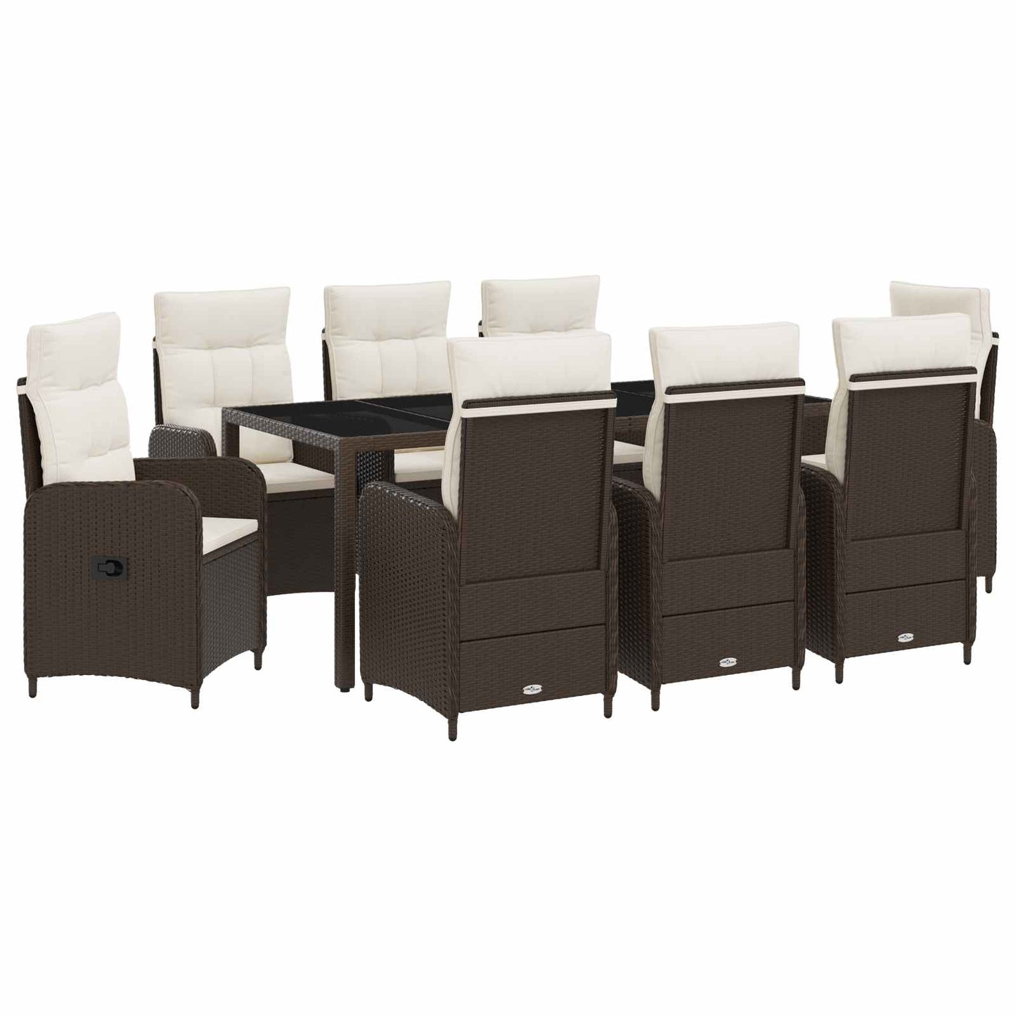 vidaXL Σετ Εξωτερικής Τραπέζης 9 pcs Καφέ και Κρέμα Λευκό