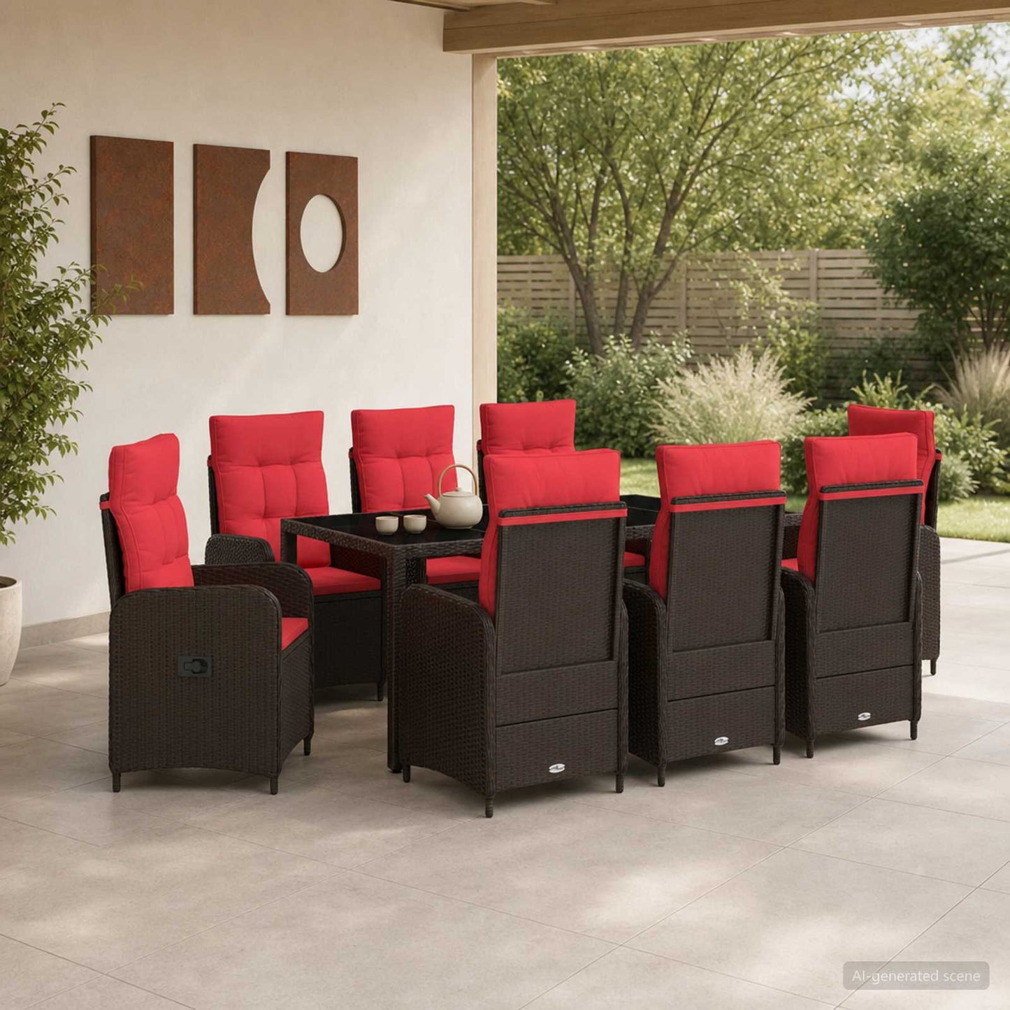 vidaXL Σετ Εξωτερικής Τραπέζης 9 pcs συνθετικό ρατάν