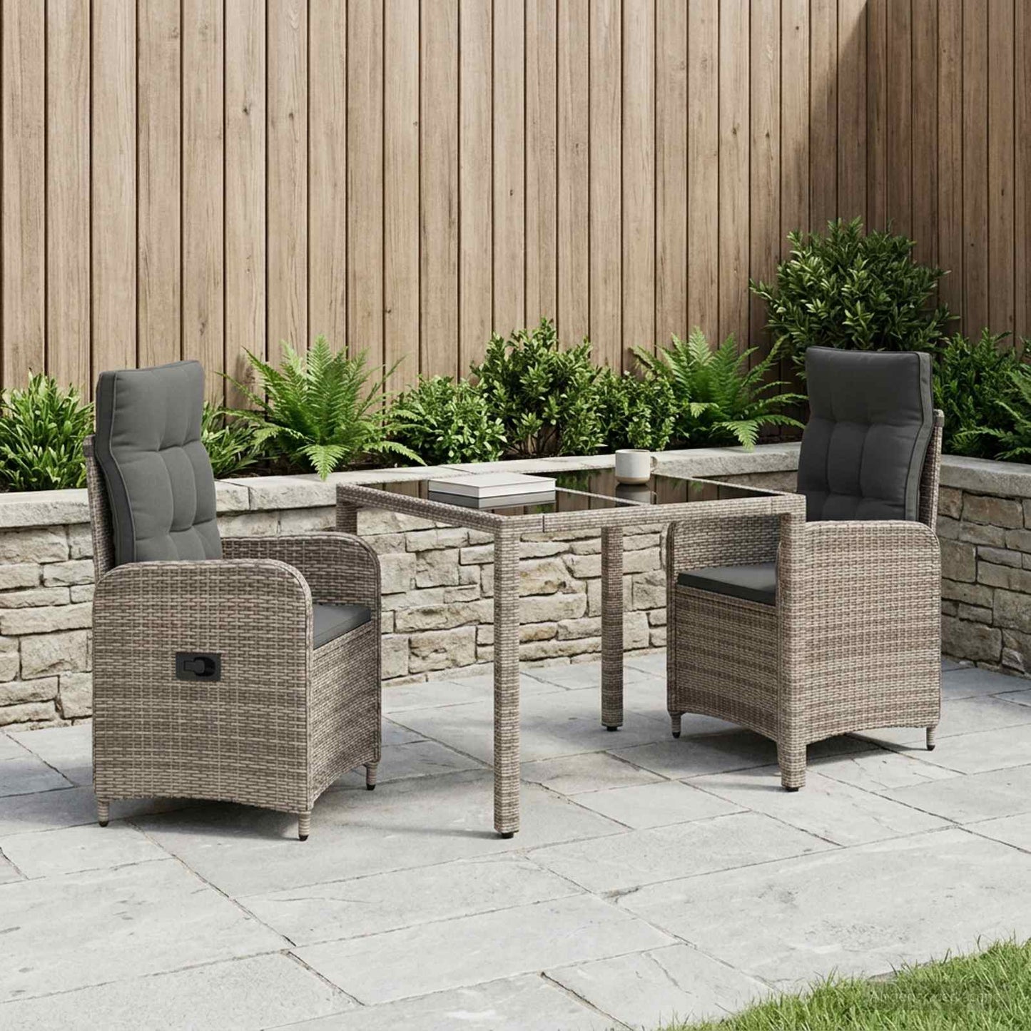 vidaXL Σετ Εξωτερικής Τραπέζης 3 pcs Ανοιχτό Γκρι και Σκούρο Γκρι