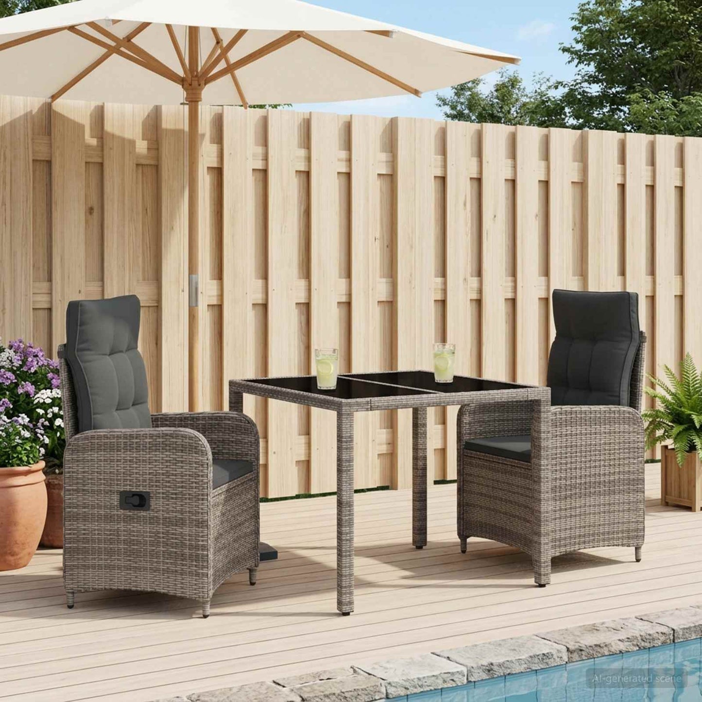 vidaXL Σετ Εξωτερικής Τραπέζης 3 pcs Ανοιχτό Γκρι και Σκούρο Γκρι