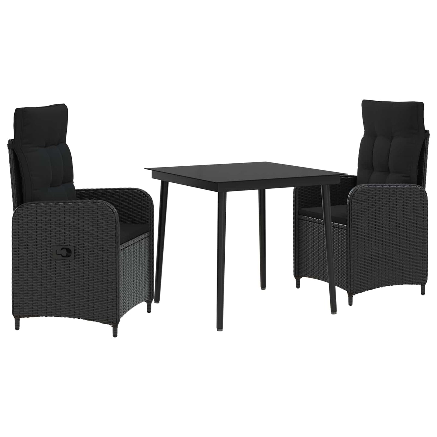 vidaXL Σετ Τραπέζι Καναπέ 3 pcs Μαύρο PE Ρατάν και Ατσάλι με Σκόνη