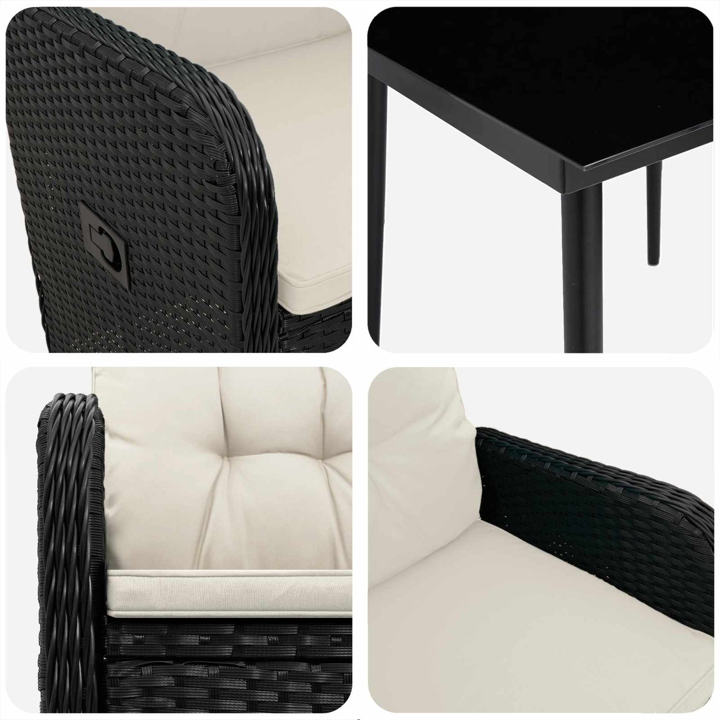 vidaXL Σετ Τραπέζι Καναπέ 5 τμχ. Μαύρο και Κρεμ Λευκό