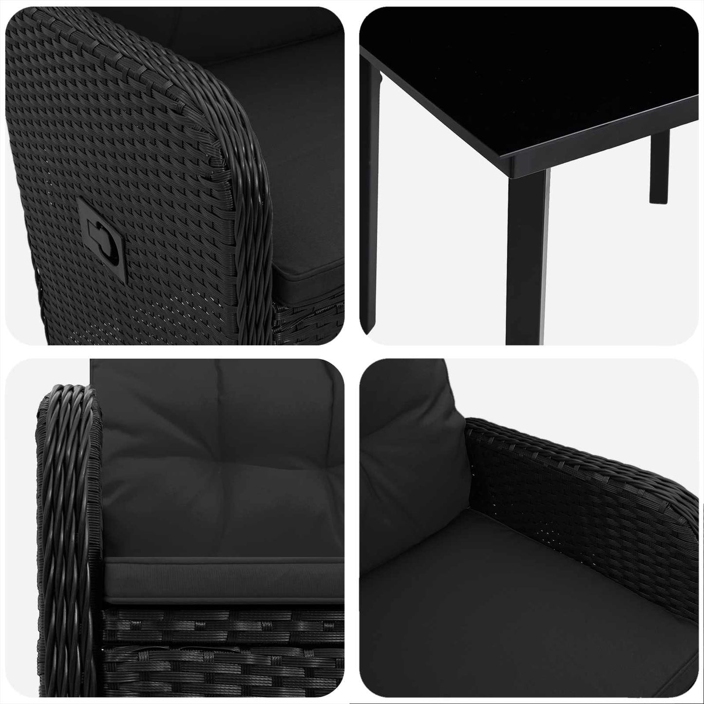 vidaXL Σετ Τραπέζι Καναπέ 3 pcs Μαύρο PE Ρατάν και Ατσάλι με Σκόνη