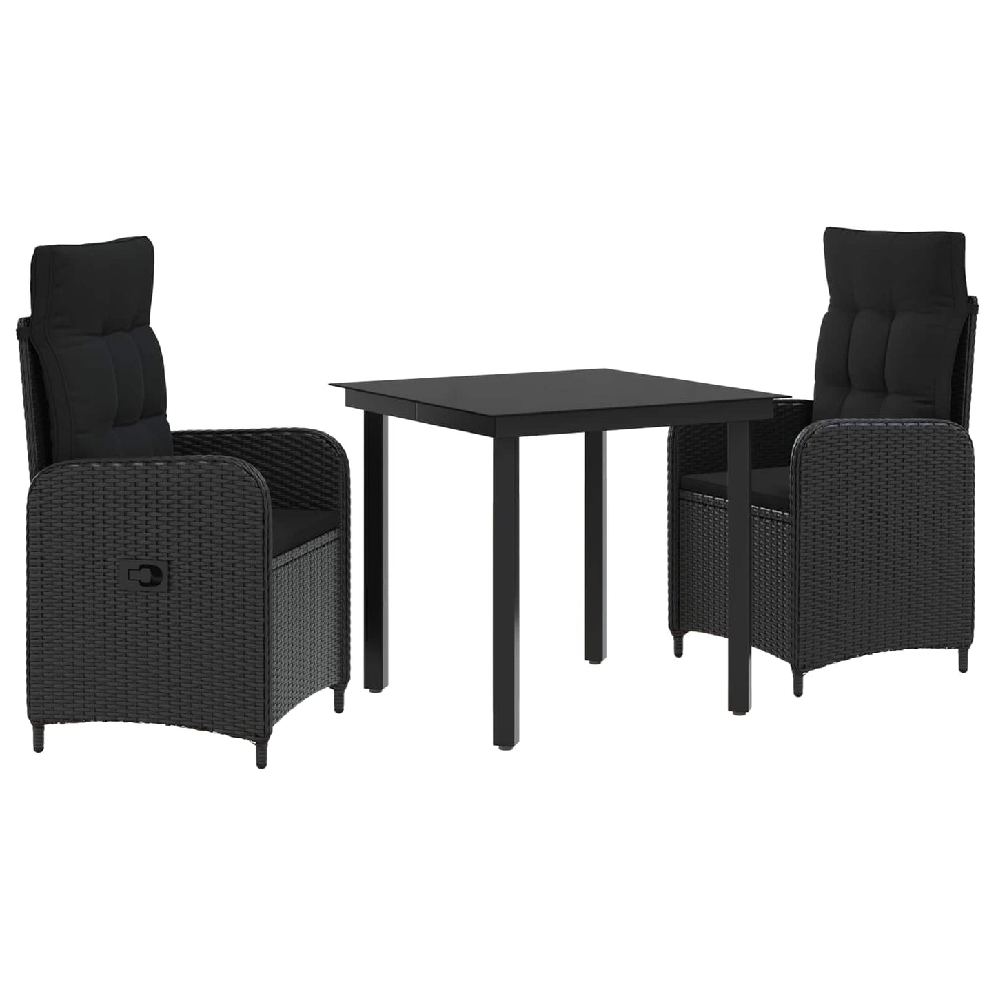 vidaXL Σετ Τραπέζι Καναπέ 3 pcs Μαύρο PE Ρατάν και Ατσάλι με Σκόνη