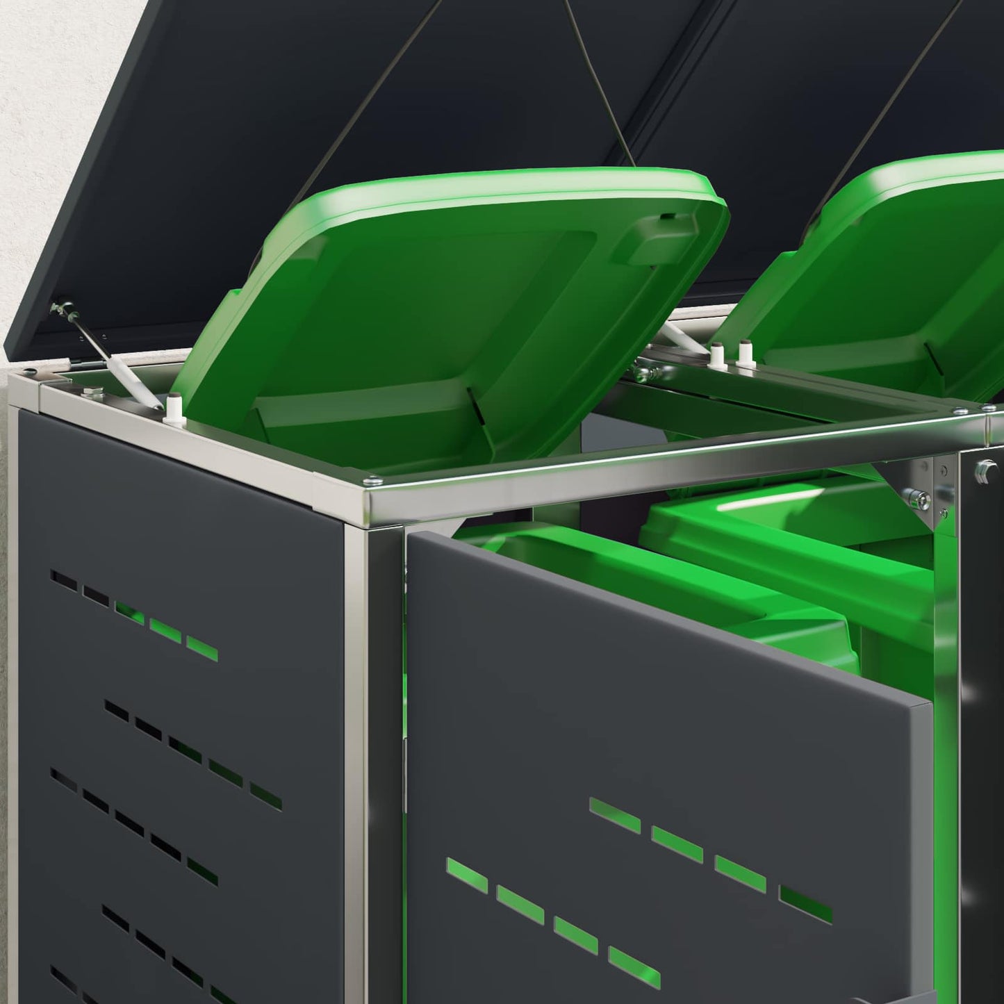 vidaXL Αποθήκευση Κάδου Γυρίσματος for 2 Bins 240L Ανοξείδωτο Ατσάλι