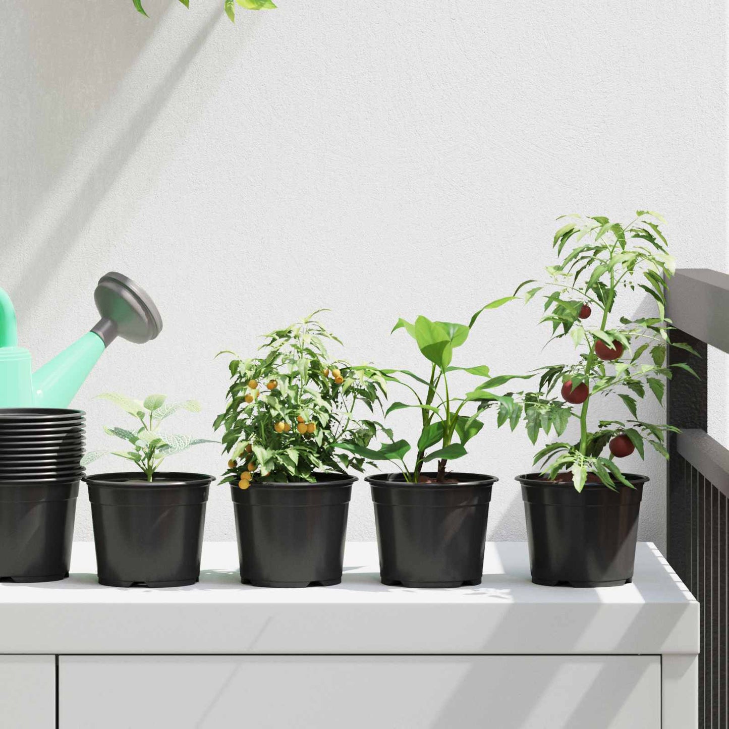 vidaXL Γλάστρα Λουλουδιών 50 pcs Μαύρο Ø 15 x 12.5 εκ. Πλαστικό