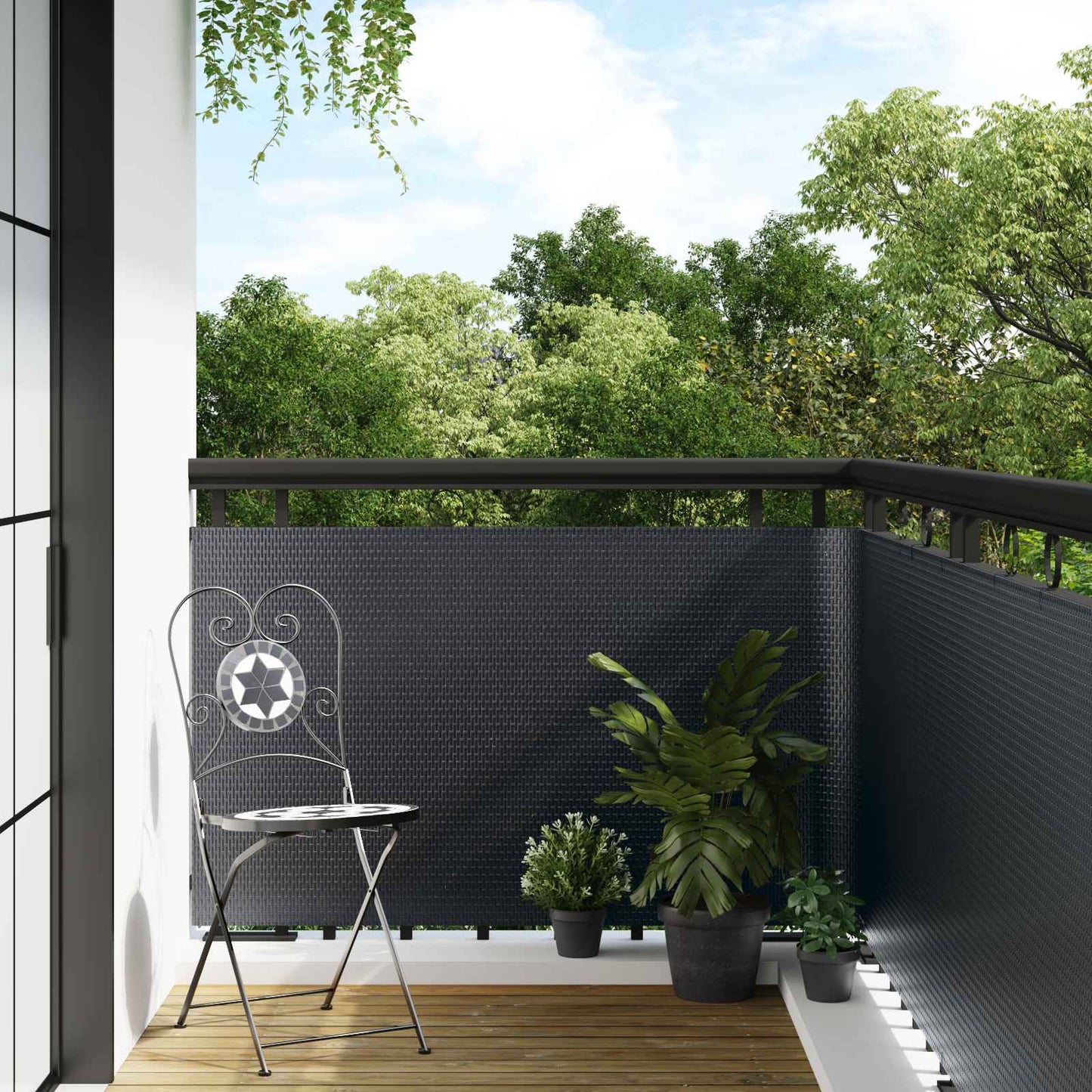 vidaXL Οθόνη Μπαλκονιού Σκούρο Γκρι 300 x 100 cm συνθετικό ρατάν