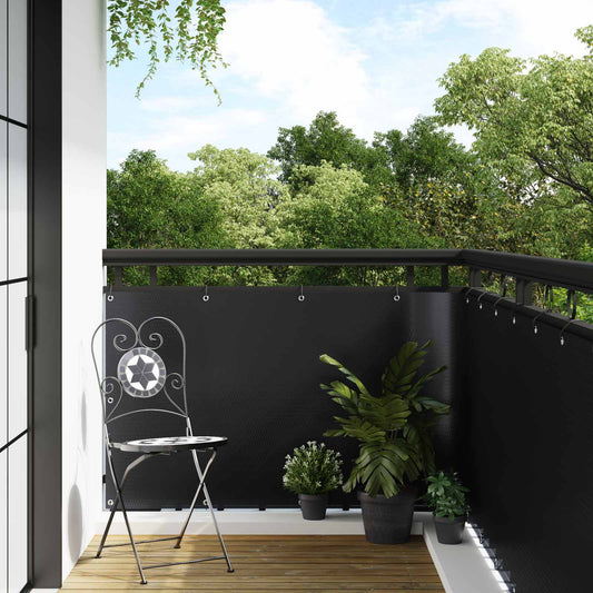 vidaXL Οθόνη Μπαλκονιού με Ενσωμάτωτα Μάτια Μαύρο